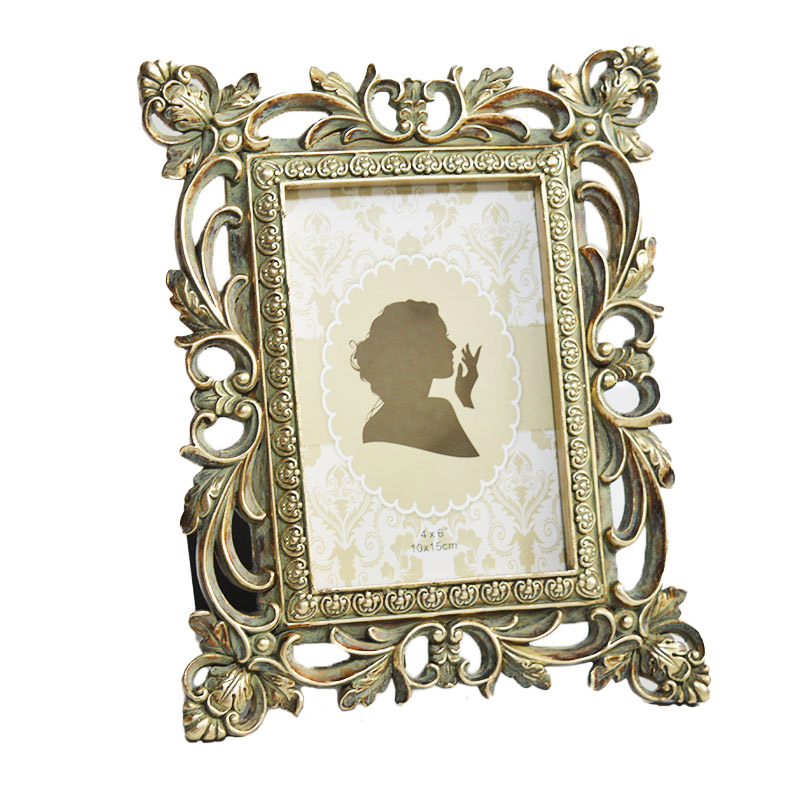 Vintage green gold Baroque resin photo frame