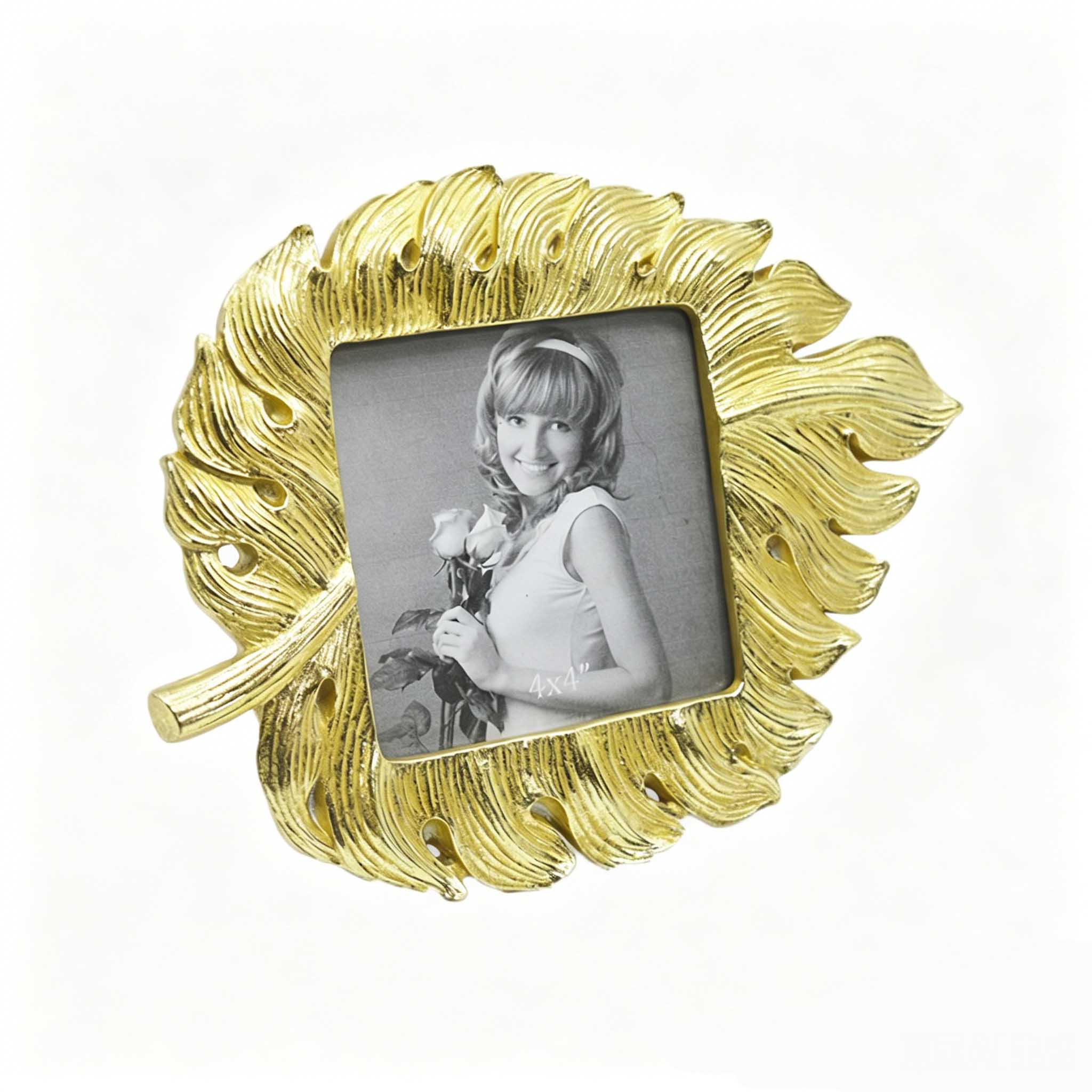 Gold Monstera Leaf Resin Photo Frame (4x4 Inch)