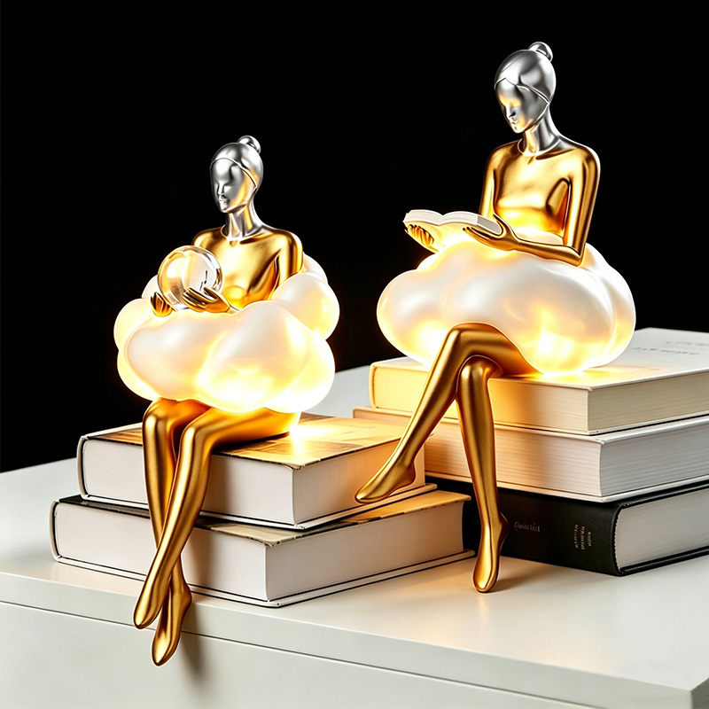 Golden abstract figure cloud-shaped lamp decoration