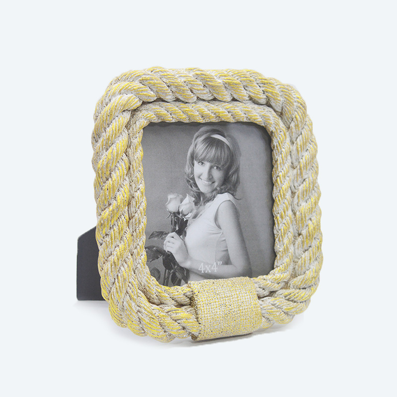 Gold Speckled Twisted Rope Square Photo Frame